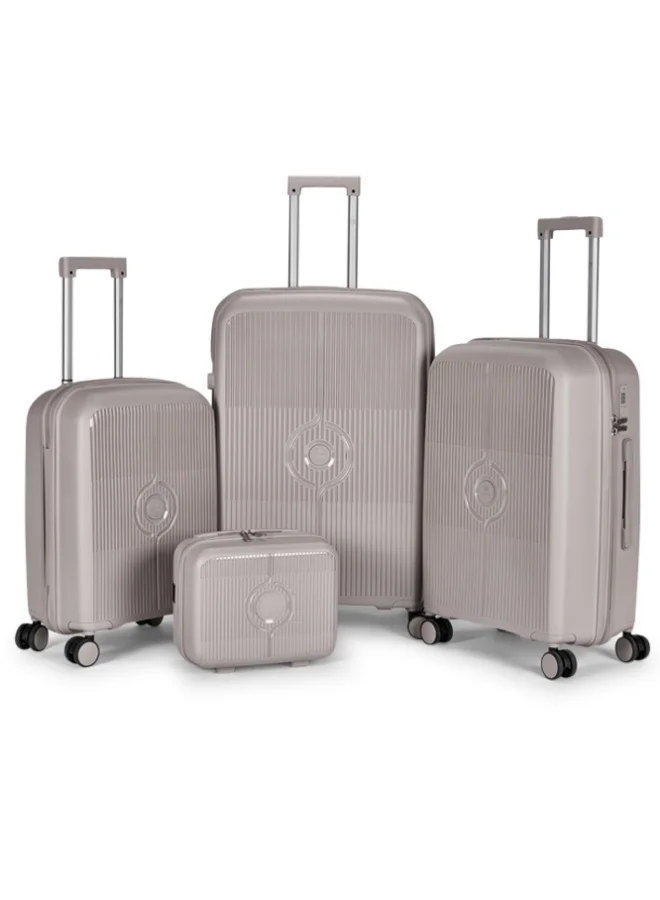 LIMRA Travel Bags 4-Piece Hard Shell Luggage Set Durable Polypropylene Suitcases with Spinner Wheels Beige